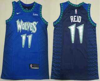 Mens Minnesota Timberwolves #11 Naz Reid Blue Black City Edition Swingman Stitched Jersey